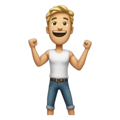 excited man with arms raised above head sticker