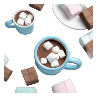 Pastel blue mug with hot chocolate and marshmallows  sticker