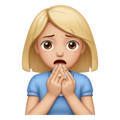 a girl choking on her hands while crying sticker