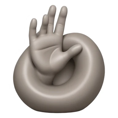 single hand with curved fingers hugging the side of a clay blob on a silver pottery wheel sticker