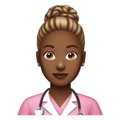 Nurse with white girl brown messy bun pink scrubs Louis Vuitton bag  sticker