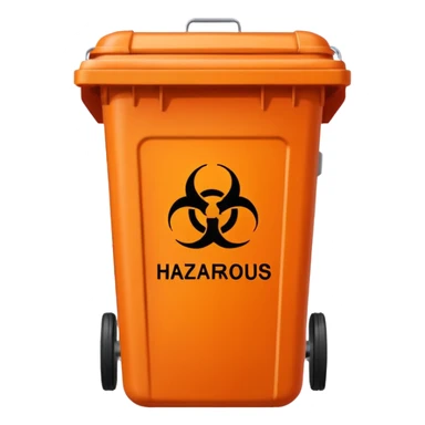 empty orange BIN WITH "HAZARDOUS" WORD IN IT. CORRECT SPELLING PLEASE sticker