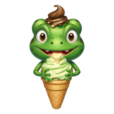 dondurma yiyen kurbağa sticker