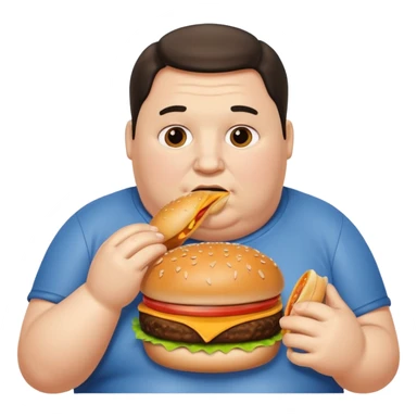 Obese man eating a hamburger  sticker