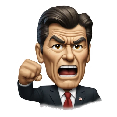 Ronald Reagan angry shows his fist sticker