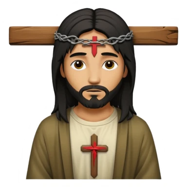 jesus-body-on-the-cross, with black edgy  Emo hair sticker