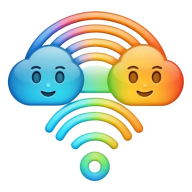 create a wifi symbol emoji exactly-like-the-reference-image-in-ios-emoji-style.-match-the-same-shape,-color,-and-glow-effect,-ensuring-it-is-smooth-and-shiny. set background #1841D6 sticker