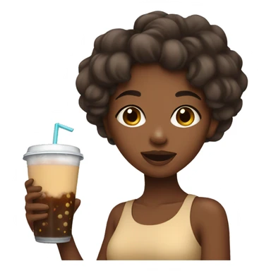 brown skin girl drinking boba sticker