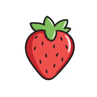 red strawberry, hand drawn doodle style sticker