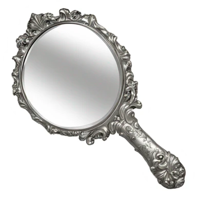 vintage rococo silver hand mirror sticker