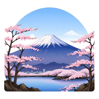 mount fuji with sakuras, no frame sticker