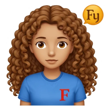 Quero uma menina moreninha com os cabelos longos e cacheados com uma blusa azul e no meio a siga FJU sticker