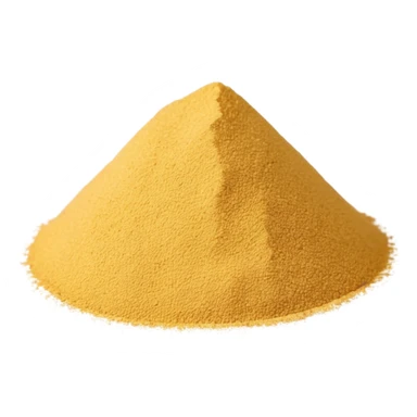 small mound or light scatter of fine golden-beige powder with slightly crystalline texture and dry matte finish, tiny uniform grains, neutral dissolvable ingredient, no spoon or packaging, soft lighting, subtle shadows, emoji scale sticker