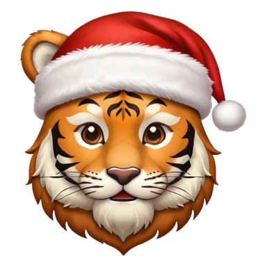 tiger face wearing Christmas Santa hat and scarf for New Year Twitch emote sticker