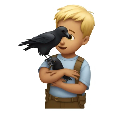 Toddler with crow sticker
