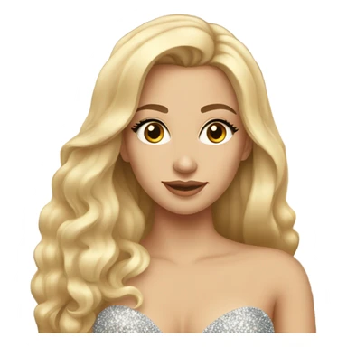 Gorgeous blonde woman, brown eyes, long hair, wearing a sparkly gown; full body view sticker