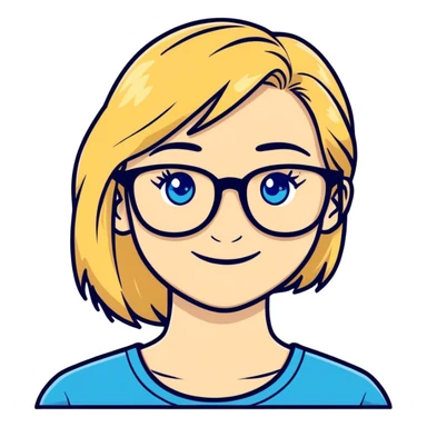 smiling blonde girl portrait blue eyes and glasses in love sticker