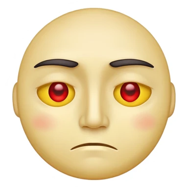 yellow face, half-closed red eyes, subtle frown, sleepy and tired sticker