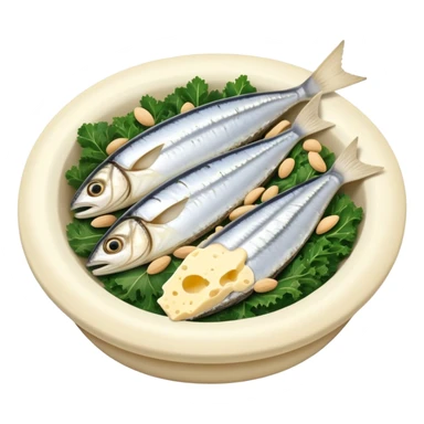 A glowing white bone surrounded by calcium-rich foods: sardines, yogurt, aged cheese, sesame seeds, almonds and kale sticker