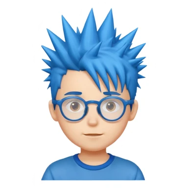 blue spiky haired kid with glasses sticker