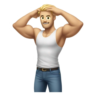 muscle white man figure hands behind your head sticker