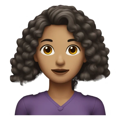 woman with long dark hair, curly, dark eyes sticker
