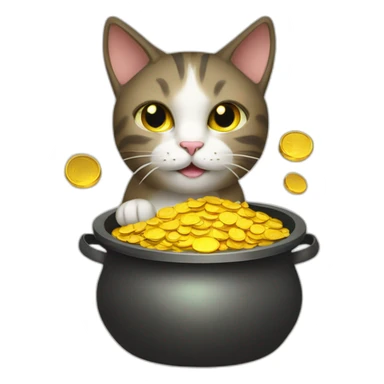 Cat in pot of gold sticker