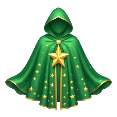 a fantasy  magic, green color with star pattern cloak sticker