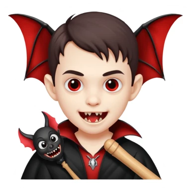 vampire child with toy bat  sticker