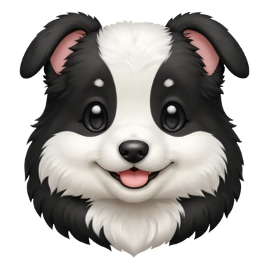 Black and white puppy, smiling, smooth coat sticker