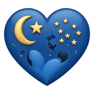 heart in a midnight color palette with deep blue and black, subtle stars and moon motif sticker