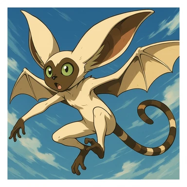 Momo from Avatar: The Last Airbender, anime style, dynamic pose sticker