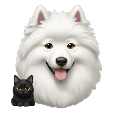 Samoyed with black cat sticker