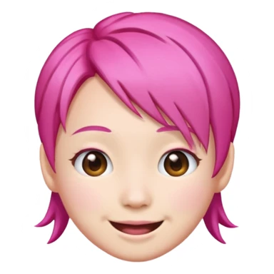 asian emoji face withpink hair  sticker