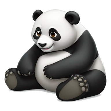 sitting happy panda sticker