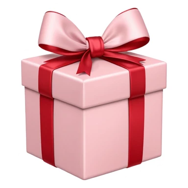 gift box pale pink with red satin bow sticker