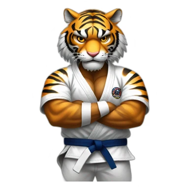 Tiger with evil face   jiu jitsu with his arms crossed sticker