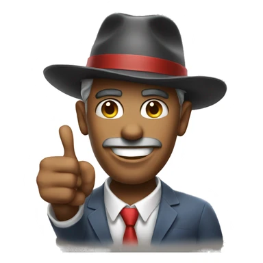 man's face. funny. stylish. in a hat. shows thumbs up "super"
 sticker