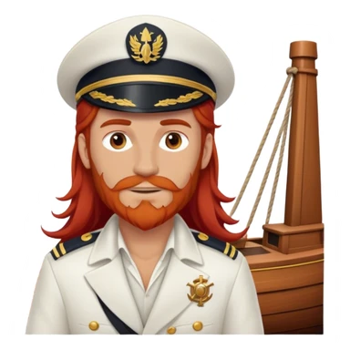 a male boat captain with long red hair no beard  sticker