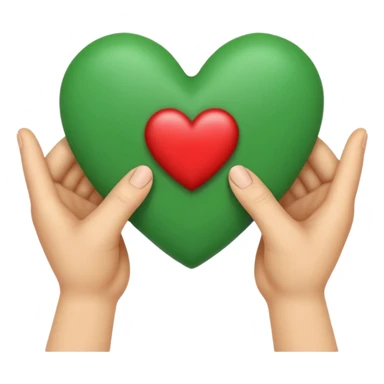 Diseña un emoji de dos manos formando un corazón que rodean un pequeño brote verde o un tarro de cosmética. Enfoque en la calidez, la comunidad y lo hecho a mano. sticker