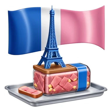 Spam meat Eiffel tower on a French flag sticker