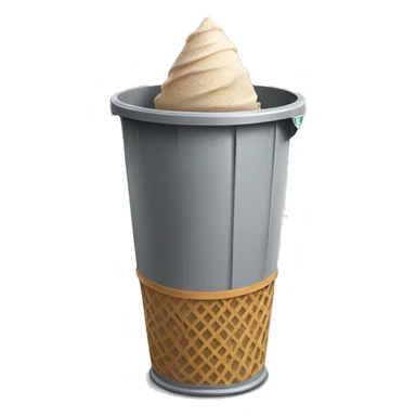 ice cream cone in a grey trash can sticker