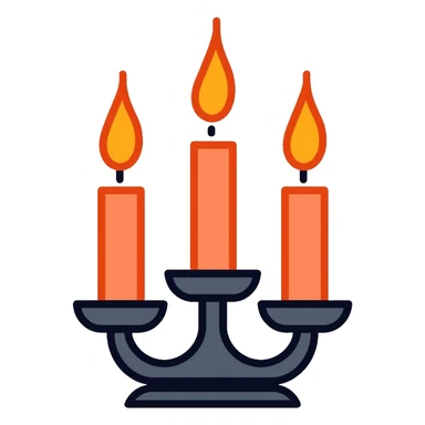 stylish three-candle holder with flames sticker