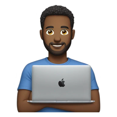 american guy using macbook laptop sticker