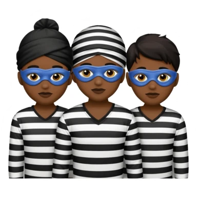 3 theif robbers emoji,Stripped shirt,eye mask, black head. sticker