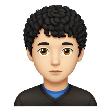 Young man with black curly hair fringe Haircut and light darāt skin sticker