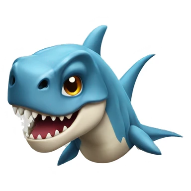 Dinosaur wearing shark head sticker