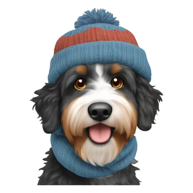 Bernedoodle with tennessee smokies hat and scarf sticker