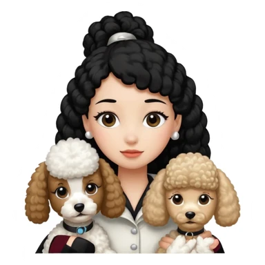 Poodle and Black ponytail girl say goodbye sticker