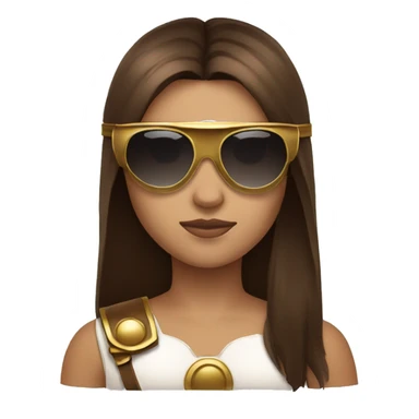 Girl gladiator head with long straight brown hair and sunglasses  sticker